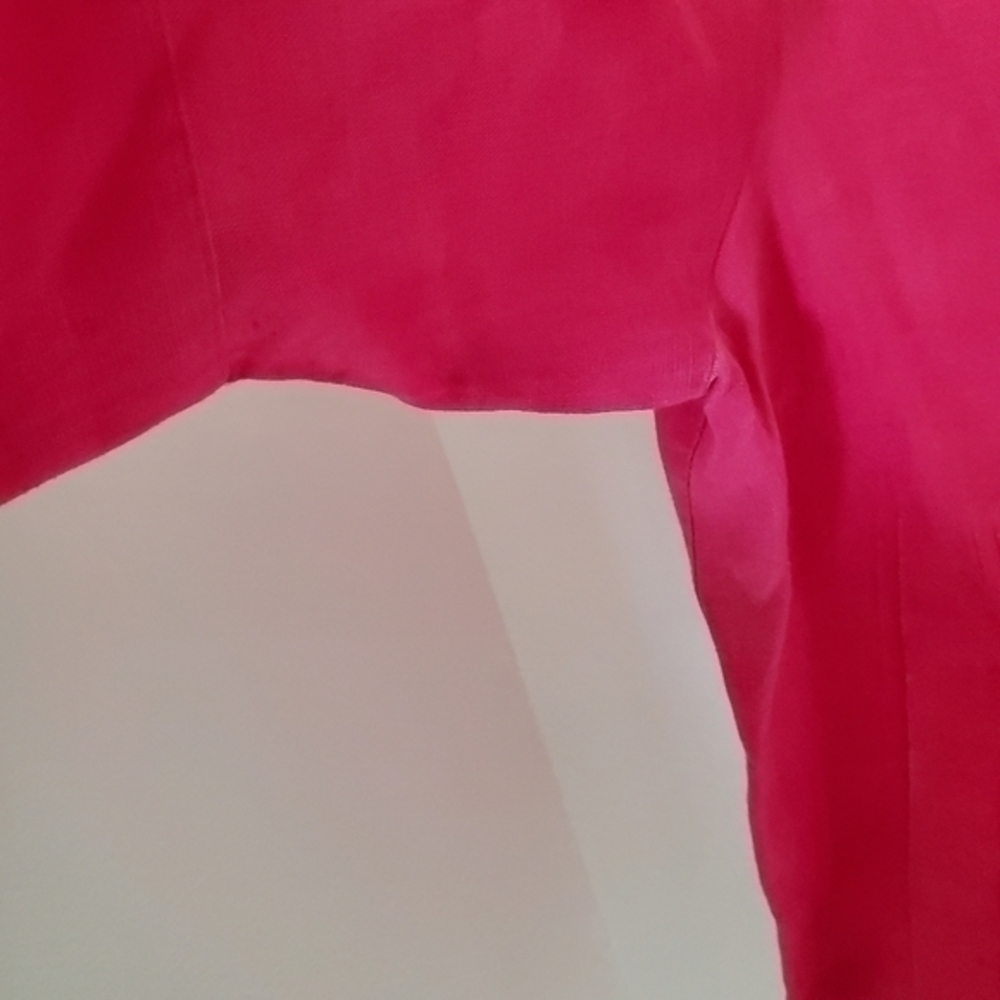 Lafayette 148 New York‎ Women's Pink Linen Short Sleeve Collar Button Up Shirt - Picture 6 of 11